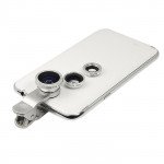 Wholesale Universal Cell Phone Selfie Clip lens 3 in 1 (Silver)